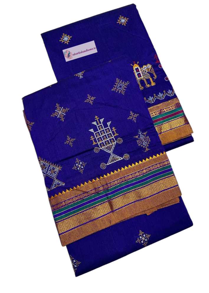 Blue Handwoven Traditional Saree with soft narayanpet cotton Elegant and vibrant ethnic wear