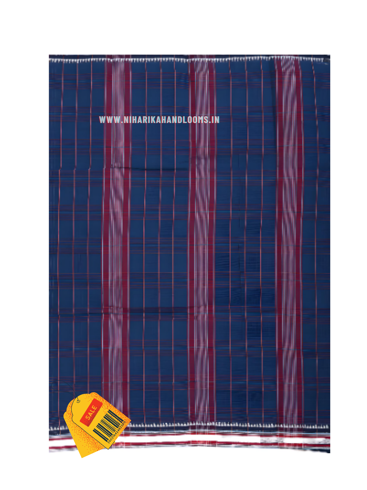 Prussian Blue With Checks Design narayanpet soft cotton saree with running blouse piece Traditional Indian saree in an elegant blue plaid design - Image 3